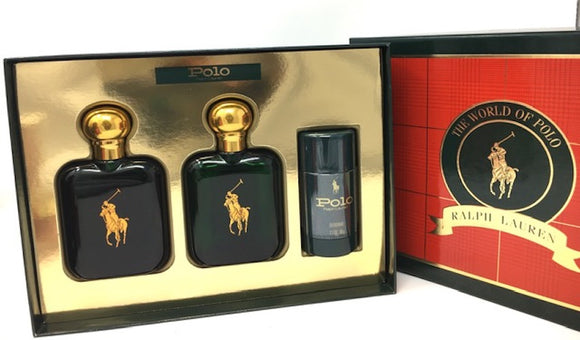 Polo by Ralph Lauren for Men 3-Piece Set: 4 oz Eau de Toilette, After Shave, Deodorant