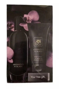 Aromatics In Black by Clinique for Women 2 Piece Set: 3.4 oz Eau de Parfum and 2.5 oz Body Lotion - FragranceAndBeauty.com