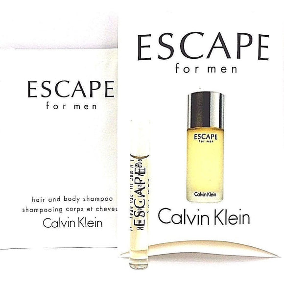 Escape Calvin Klein Men Sample Duo: 1.2 ml/.04 oz EDT Vial + Shampoo (Lot of 3) - FragranceAndBeauty.com