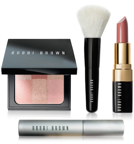 Bobbi Brown 4-Piece Ready, Set, Pretty Lips, Cheeks & Eye (Sandwash Pink, Pink Brightening Brick, Black Smokey Mascara, Brush)