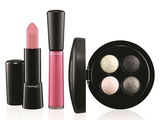 MAC 4-Piece Keepsakes Lip & Eye Set (SILVER) Eyeshadow Quad, Lipstick, Lipgloss & Bag