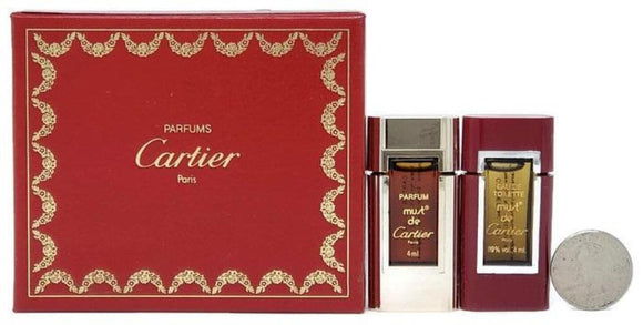 Must de Cartier (Vintage) for Women 2 Pc Set: 4 ml/.13 oz Parfum and EDT Miniature Splash - FragranceAndBeauty.com