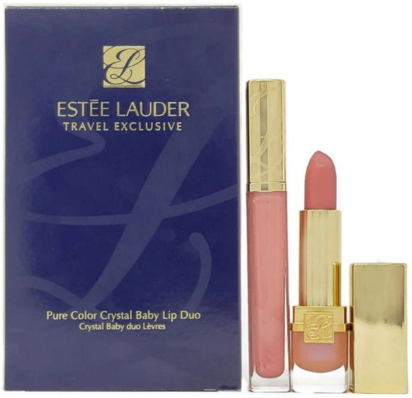 Estee Lauder Pure Color Crystal Baby Lip Duo Travel Exclusive: Lipstick #01 & LipGloss #69 Full Size - FragranceAndBeauty.com