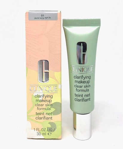 Clinique Clarifying Makeup Skin Clear Formula (01 Pure Ivory (VF-P)) 1 oz Full Size Discontinued - FragranceAndBeauty.com
