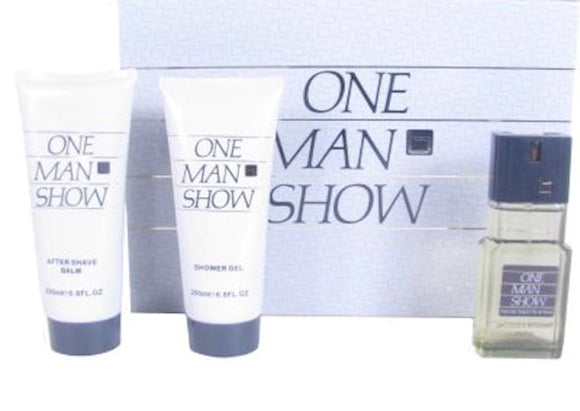 One Man Show by Jacques Bogart for Men 3-Piece Set: 3.33 oz Eau de Toilette Spray. 6.7 oz After Shave Balm + Shower Gel